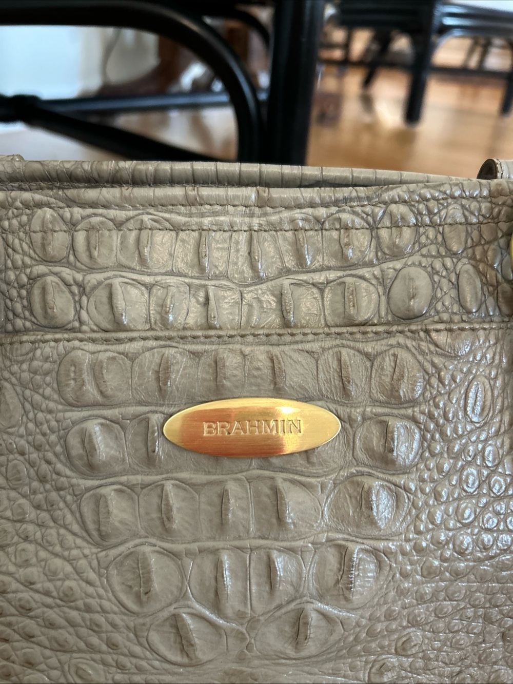 Brahmin Gray Croc-Embossed Tote - Picture 2 of 6